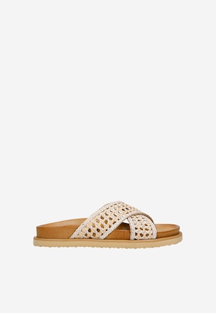 Béžové pletené pantofle pro ženy