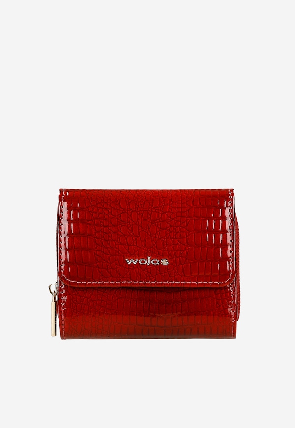 Mały czerwony portfel damski z lakierowanej skóry