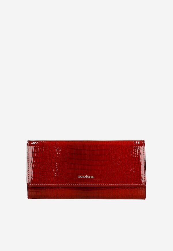Czerwony lakierowany portfel damski