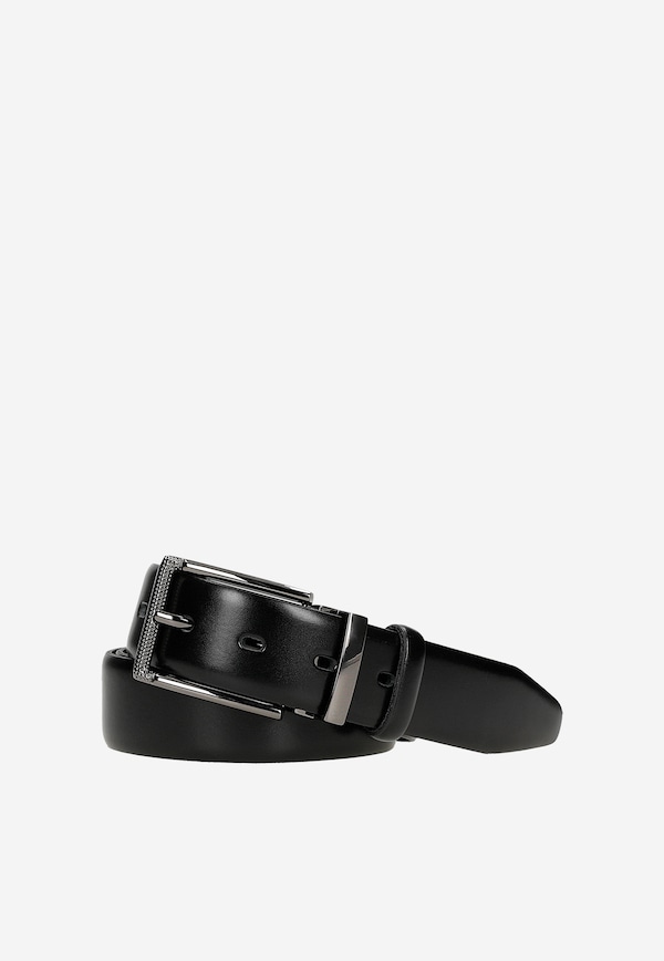 Černý klasický pánský opasek z pravé kůže