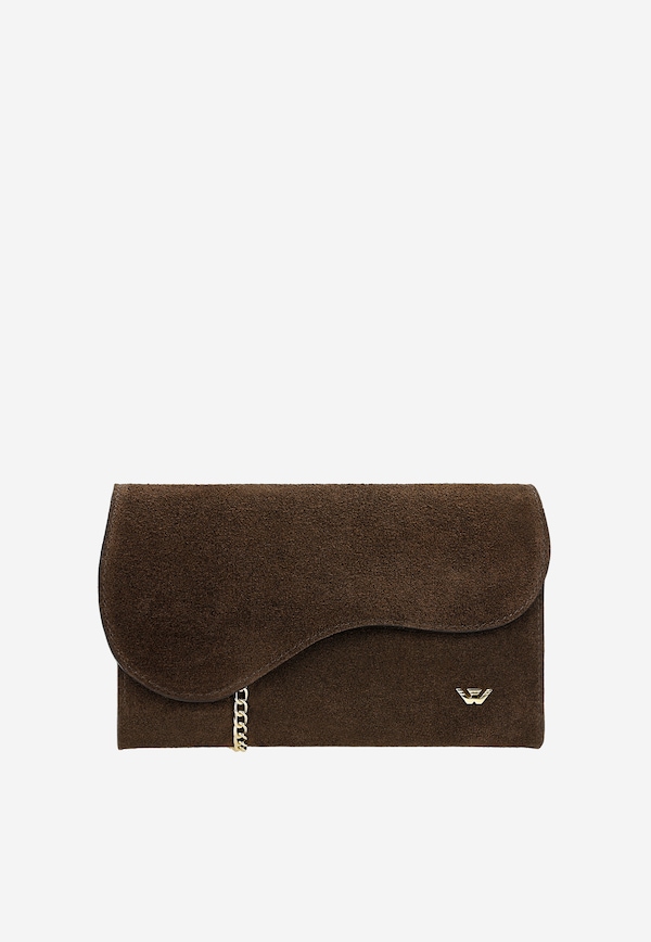 Ciemnobrązowa kopertówka z asymetryczną klapą