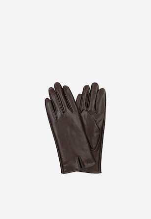 Dámské kožené rukavice v čokoládově hnědé barvě