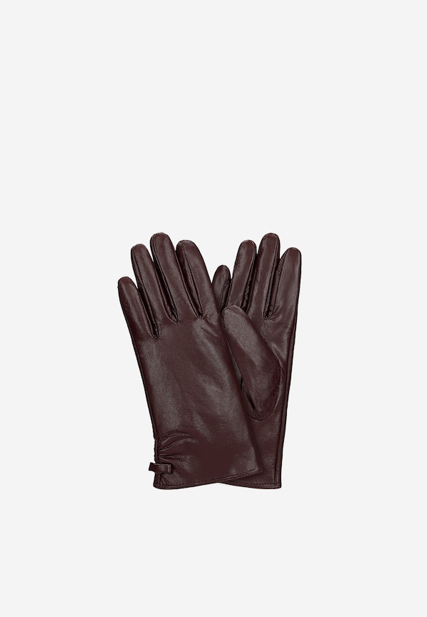 Bordowe skórzane rękawiczki damskie dotykowe do smartfona