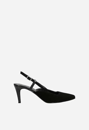 Czarne czółenka z odkrytą piętą