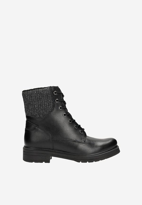 Czarne workery damskie ze skarpetą