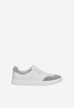 Białe trampki męskie z szarymi wstawkami