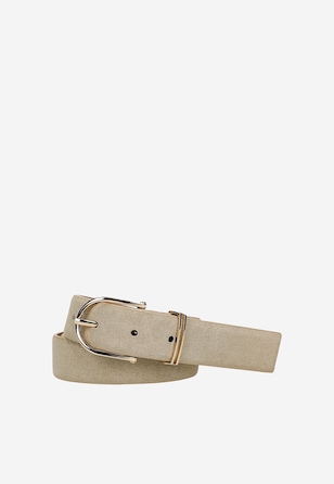 Beżowy pasek damski z dwoiny welurowej