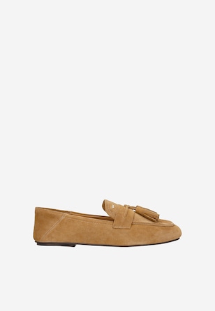 Brązowe rude mokasyny damskie na płaskiej podeszwie