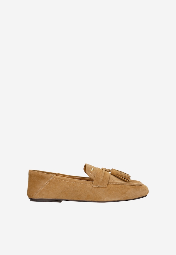 Brązowe rude mokasyny damskie na płaskiej podeszwie