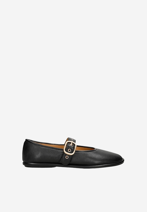 Czarne baleriny damskie ze złotymi elementami