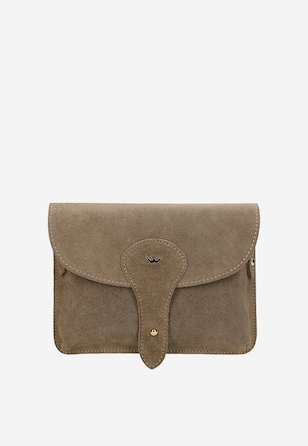 Mała beżowa listonoszka damska z dwoiny