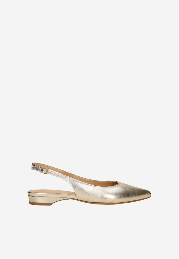 Złote baleriny damskie z otwartą piętą