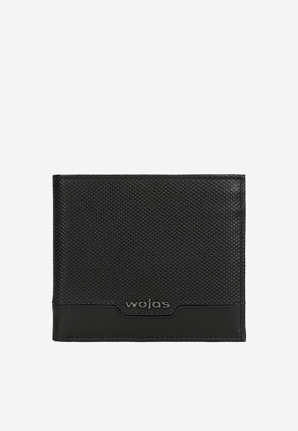 Czarny portfel męski z efektowną strukturą i ochroną RFID
