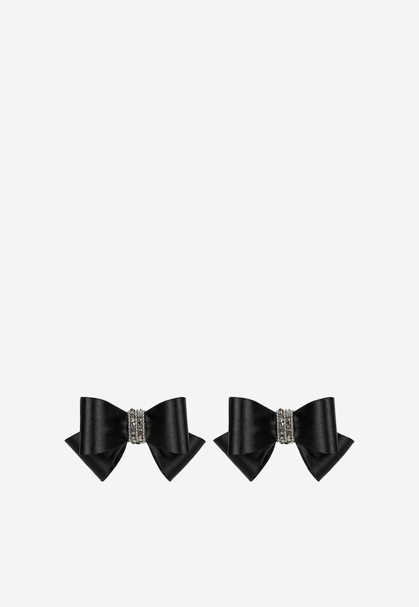 Čierna mašľa na topánky so striebornou aplikáciou