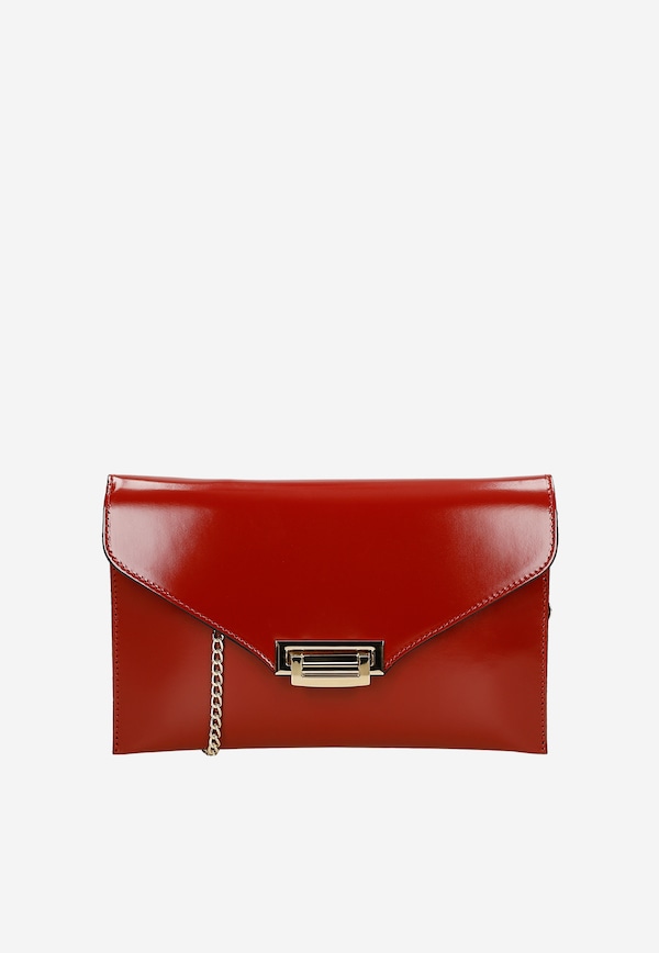 Czerwona skórzana kopertówka damska