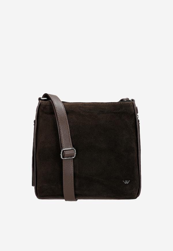 Tmavohnedá dámska kabelka z kombinovaných kôž