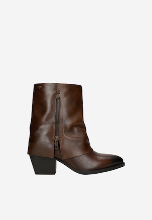 Hnedé kovbojky s cholewkou zapínanou na zips