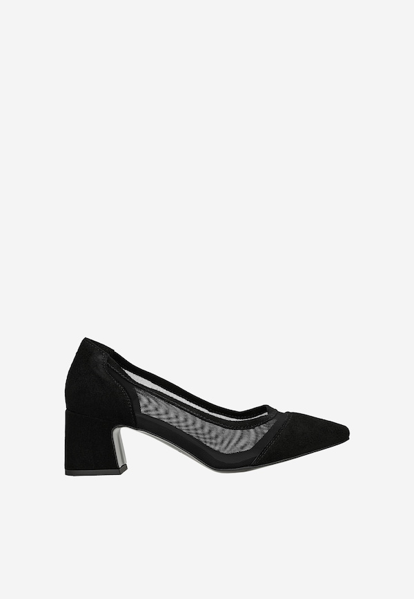 Czarne wieczorowe czółenka z siateczką