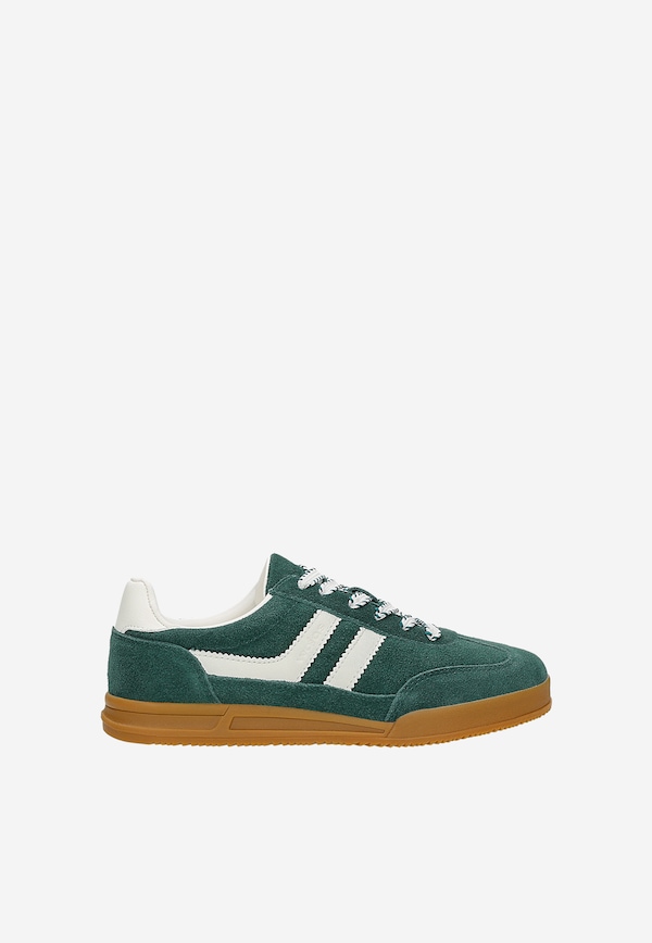 Zielone trampki damskie z dwoiny welurowej