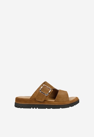 Beżowe klapki damskie na płaskiej podeszwie