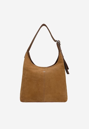 Duża jasnobrązowa zamszowa torebka damska