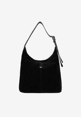 Duża czarna torebka damska z łączonych skór