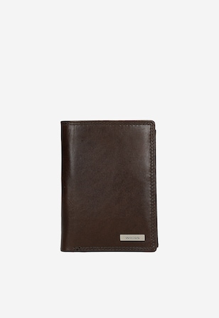 Ciemnobrązowy skórzany portfel męski