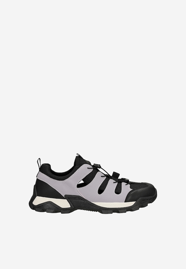 Czarno-fioletowe półbuty damskie z wycięciami RELAKS