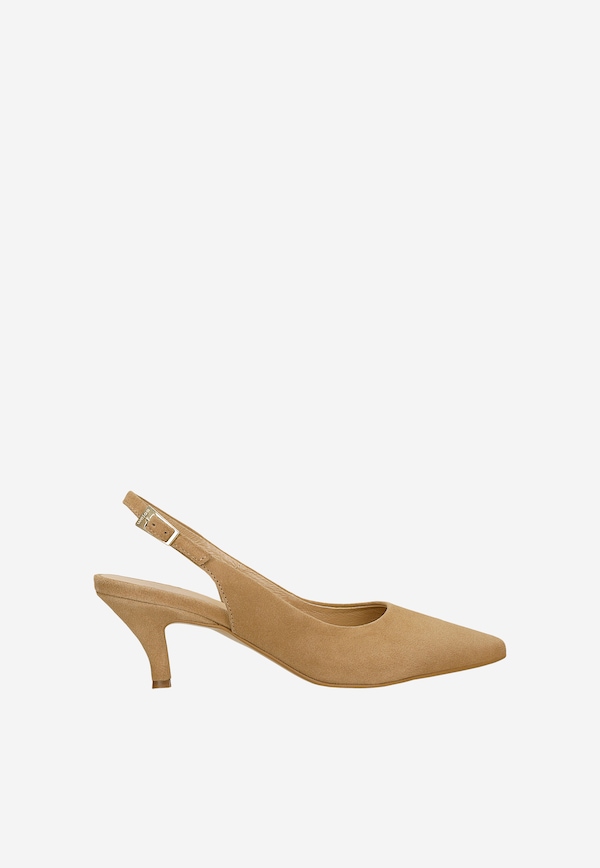 Beżowe czółenka sligback z otwartą piętą