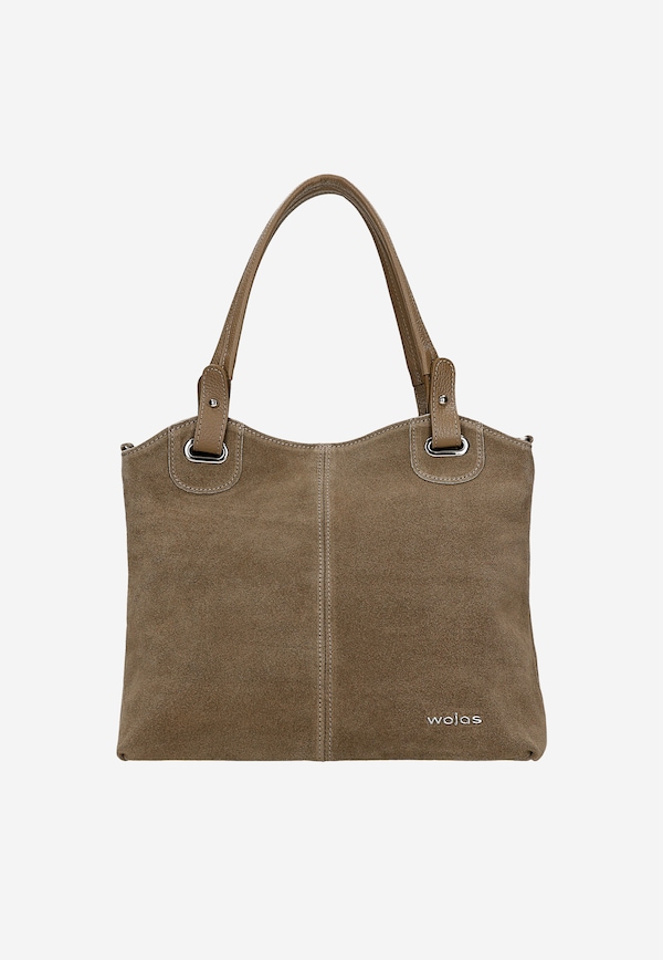 Duża beżowa torebka damska z dwoiny