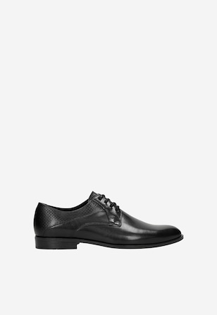 Černé elegantní polobotky pánské z lícové kůže
