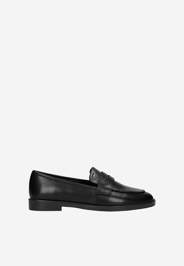 Čierne kožené dámske mokasíny penny loafers