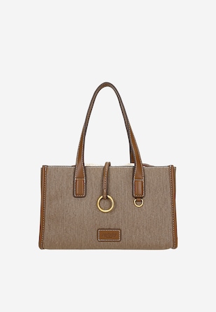 Geantă damă mică maro RELAKS cu sac textil interior