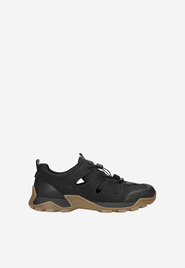 Sneakers negri cu decupaje pe talpă maro RELAKS