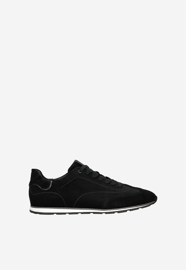 Czarne sneakersy męskie z dwoiny welurowej