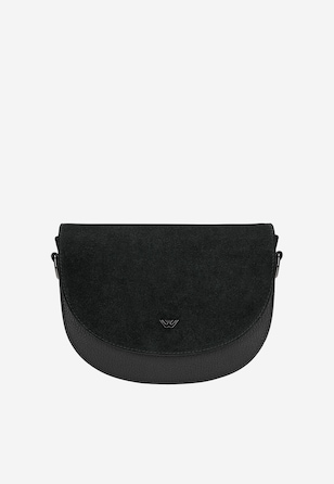 Czarna torebka damska typu Saddle bag z łączonych skór