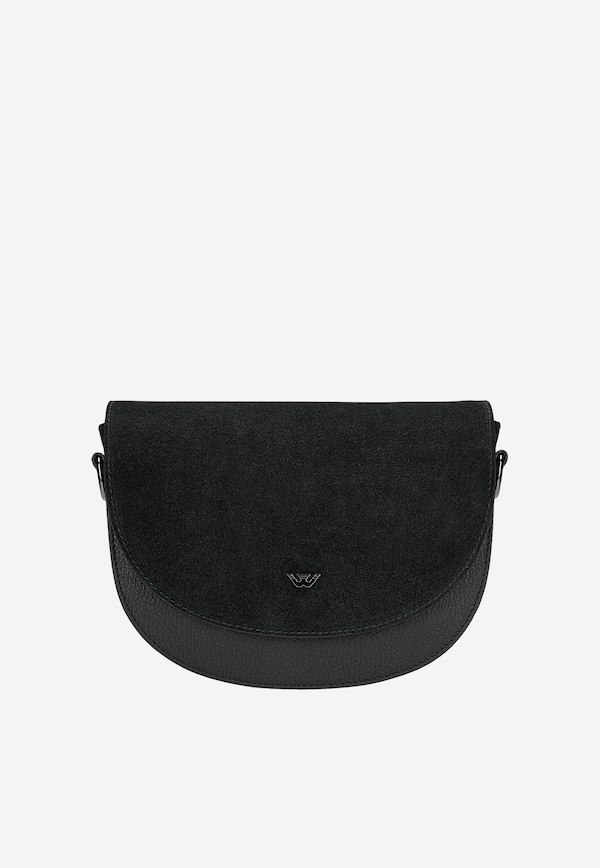 Czarna torebka damska typu Saddle bag z łączonych skór