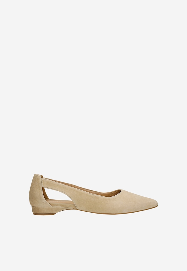 Beżowe baleriny damskie z wycięciem