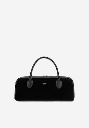 Mała czarna torebka damska typu bowling bag