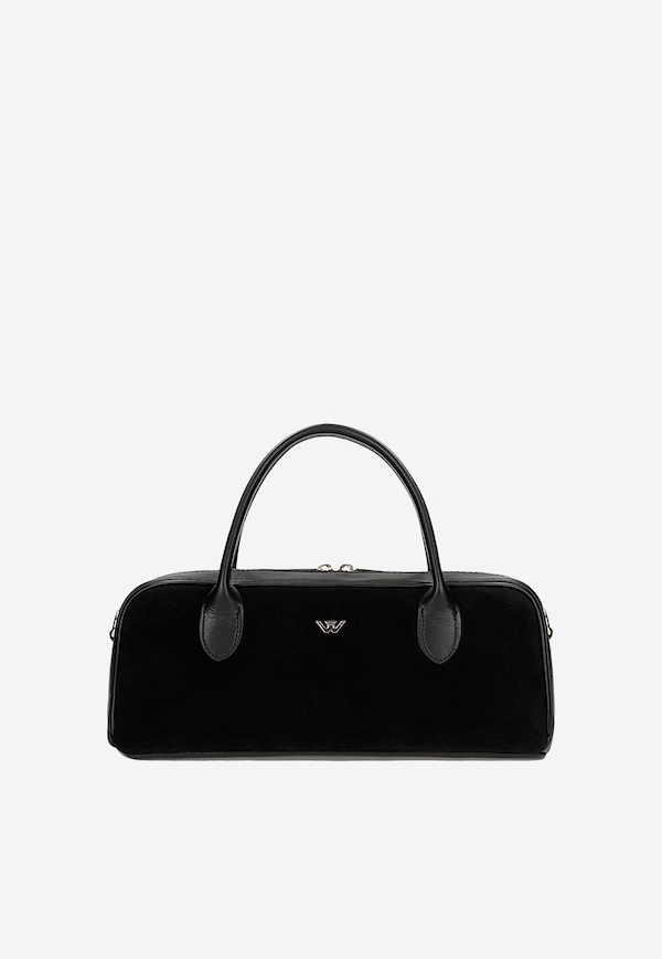 Mała czarna torebka damska typu bowling bag