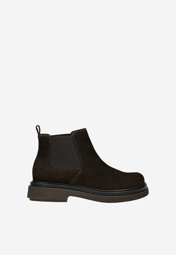 Ciemnobrązowe botki damskie z elastyczną cholewką