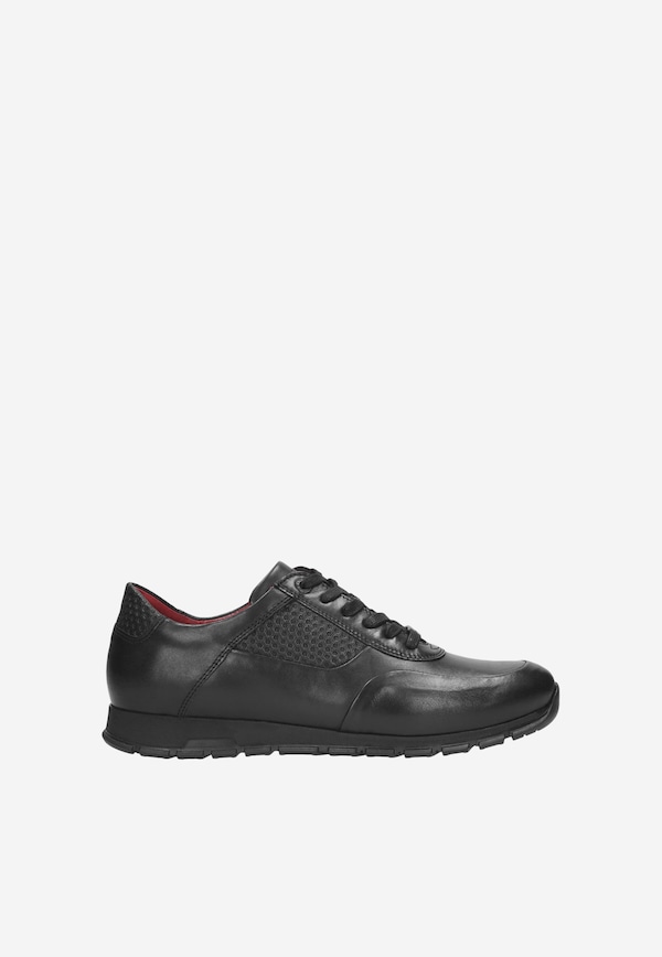 Black leather men's sneakers-style shoes
