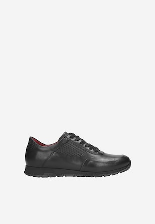 Czarne skórzane półbuty męskie typu sneakers