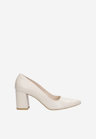 Beżowe czółenka na stabilnym obcasie