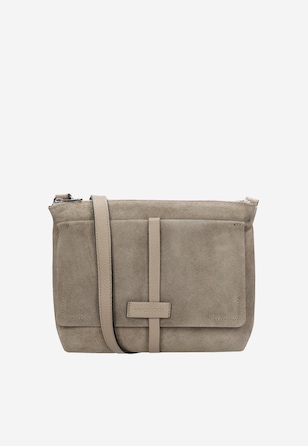 Béžovo šedá dámská kožená kabelka přes rameno