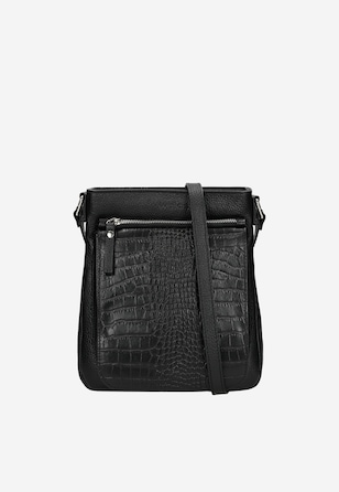 Geantă messenger din piele neagră damă