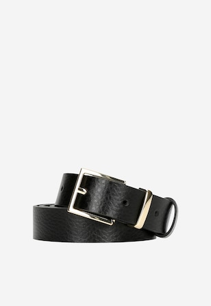 Czarny pasek damski ze złotą klamrą