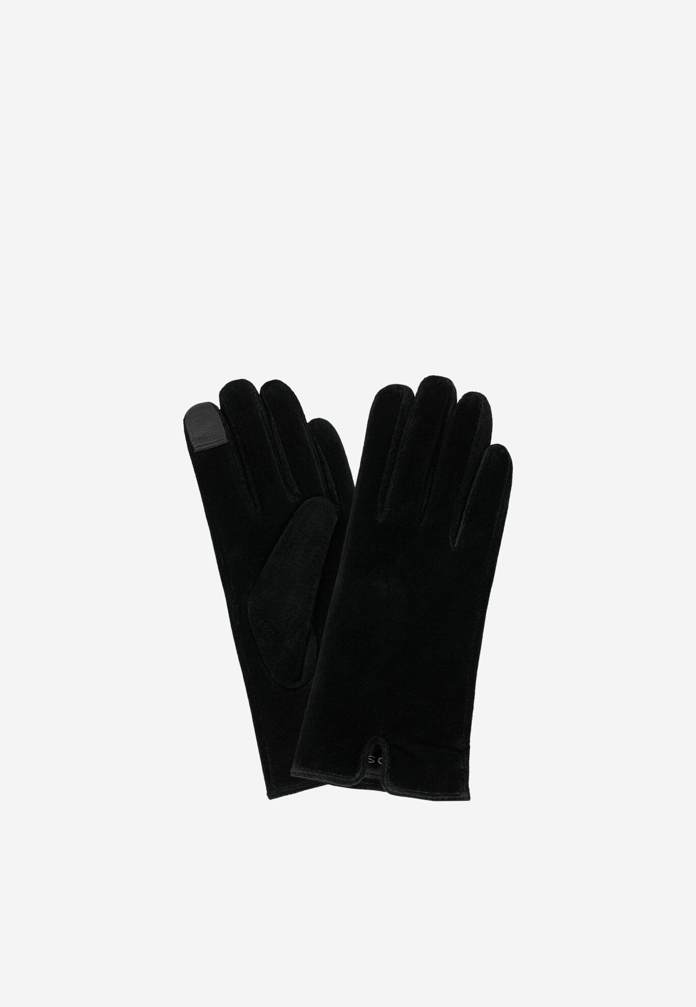 Czarne rękawiczki damskie z dwoiny welurowej