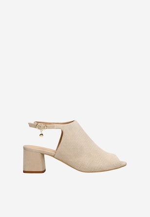 Sandale bej cu toc damă