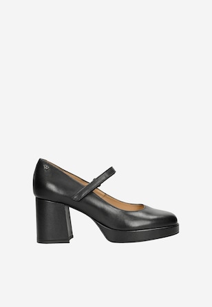 Pantofi stiletto negri tip Mary Jane